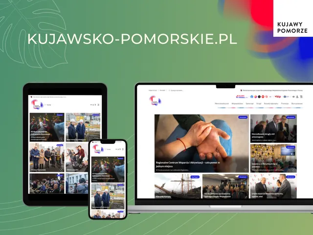 Portal województwa kujawsko-pomorskiego na laptopie, tablecie i telefonie