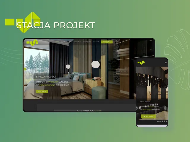 Strona pracowni Stacja Projekt na monitorze i telefonie